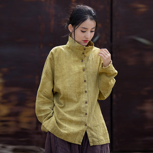 Linen Women Blouse, Taichi jacket, Tang suit, linen Tunic women in Chinese Traditional Style, linen HomeWear, liziqi 240614s