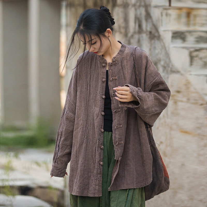 Linen Ramie Women Blouse in Hanfu Style and Tie dye, Tang suit, linen ...