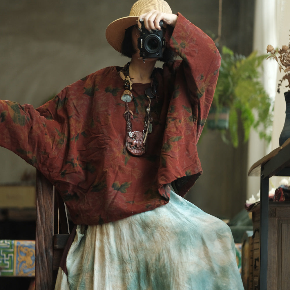 100% Cotton Women Quilted Loose Pullover with Floral Print 250910a 2147