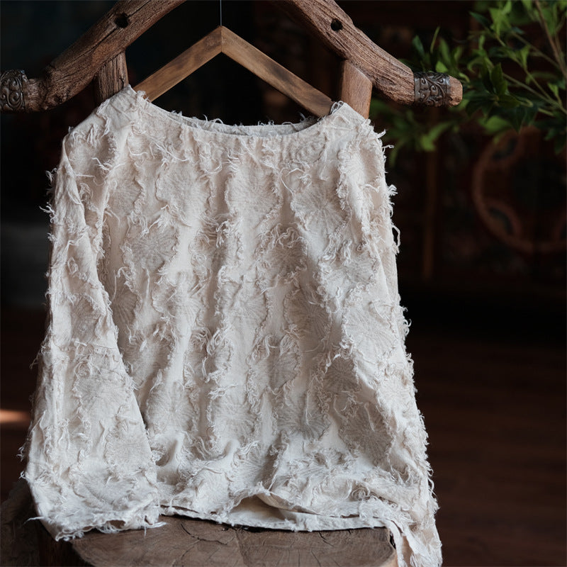 Linen Cotton Women Blouse with Unique Texture 242705s