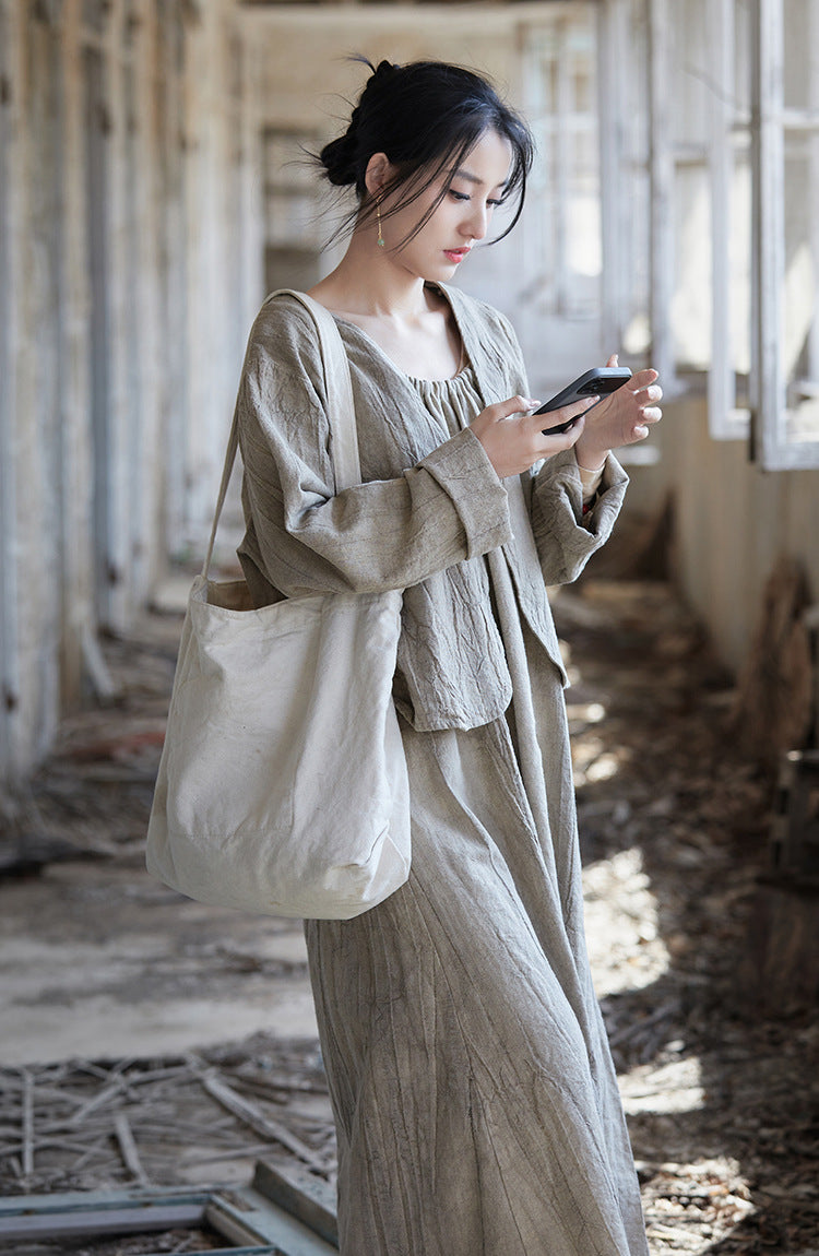 Ramie Linen Cotton Women Jacket with Detailed Button, summer linen women shirt 250405s