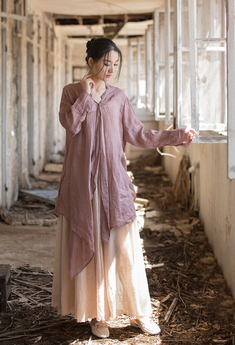 100 Percent Ramie Linen Women Wrap Blouse in Asymmetric Design, linen women Shirt, linen Tunic women 231029j