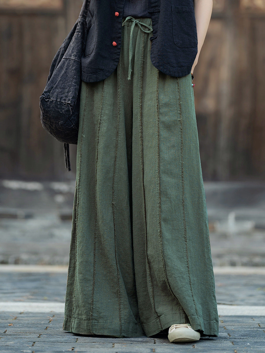 Linen Cotton Women Pants for Tai chi, Wide Leg Pants, linen Culottes women 251025w