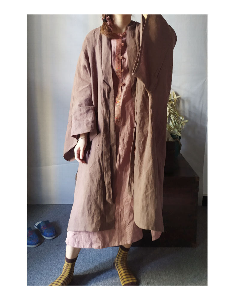 100% Linen Women Kimono, Women Linen Cardigan, Chinese Traditional Style 231404a