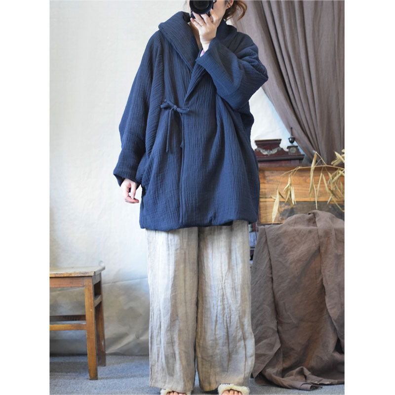 Winter Thick Linen Cotton Women Quilted Jacket in Hanfu Style, Chinese style Hanfu 241113w