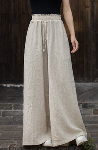 Ramie Linen Women  Straight Leg Wide Pants for Tai chi, Wide Leg Pants, linen Culottes womenpants 240718s