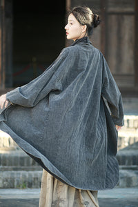 Linen Cotton Women Long Jacket in Hanfu Style 240912a