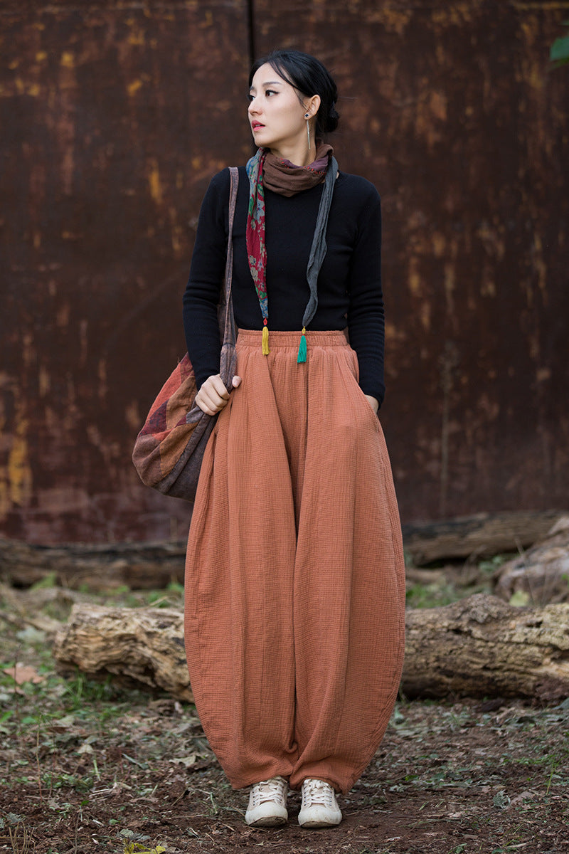 100% Cotton  Quilted Thick Pants with Pockets, women winter padded pants 251103w