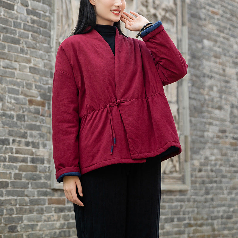 100 Percent Linen Women Quilted Jacket, Hanfu Style Winter Jacket 240103w