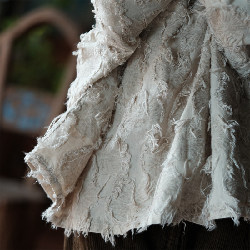 Linen Cotton Women Blouse with Unique Texture 242705s