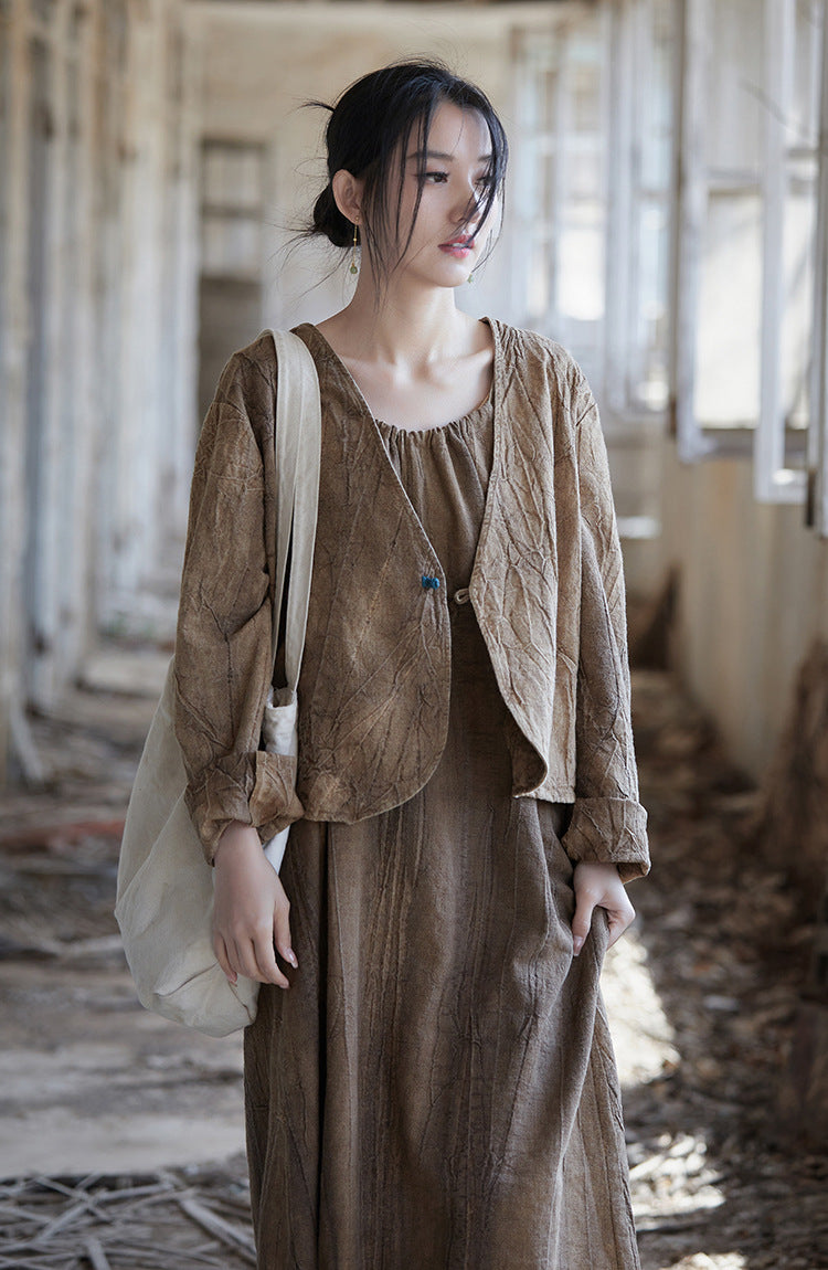 Ramie Linen Cotton Women Jacket with Detailed Button, summer linen women shirt 250405s