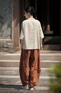 Linen Cotton Women Blouse with Handwoven Buckle Button, chinese style women blouse linen liziqi, Taichi jacket, Tang suit  240721s