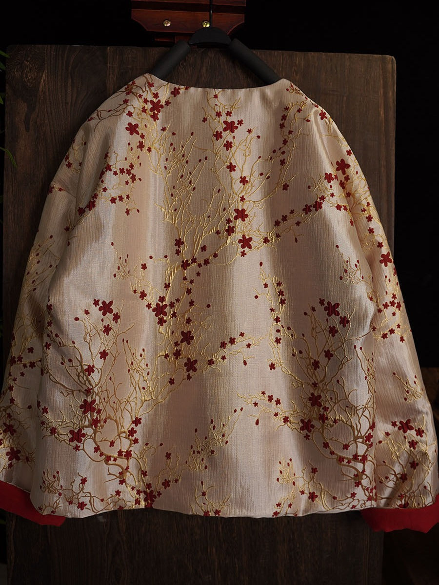 Embroidered Women Quilted Chinese Jacket with Chinese Handmade Buttons & Pockets 251020w