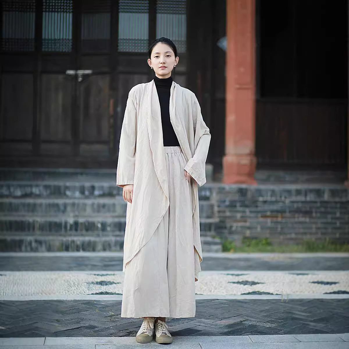 Linen Cotton Women Long Jacket in Hanfu Style 240912a