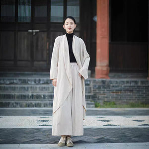 Linen Cotton Women Long Jacket in Hanfu Style 240912a