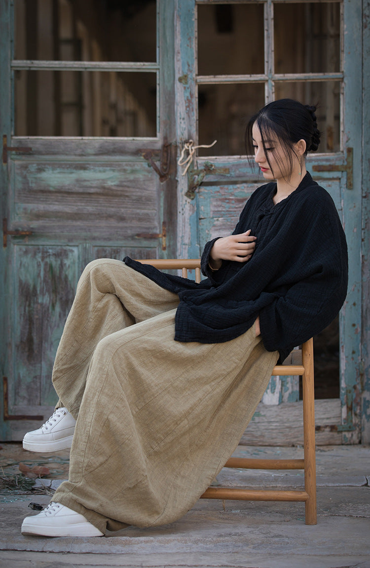 Linen Women Blouse, Taichi jacket, Tang suit, linen Tunic women in Chinese Traditional Style, linen HomeWear, liziqi 240613s