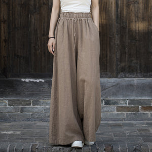 Ramie Linen Women  Straight Leg Wide Pants for Tai chi, Wide Leg Pants, linen Culottes womenpants 240718s