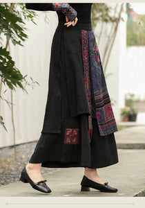 Patchwork Maxi Skirt Pants with Yunnan Embroidery 221758a