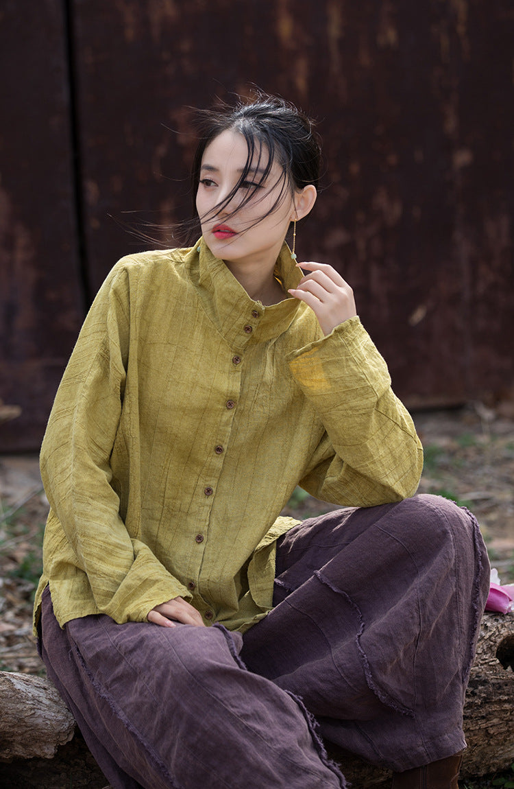 Linen Women Blouse, Taichi jacket, Tang suit, linen Tunic women in Chinese Traditional Style, linen HomeWear, liziqi 240614s