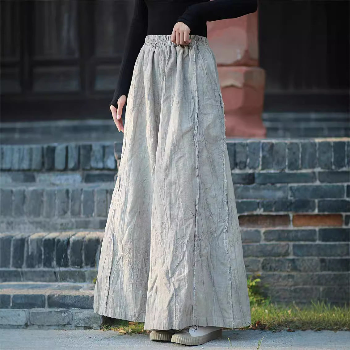 100% Ramie Linen Women Wide Leg Pants, linen Culottes women pants 240913a