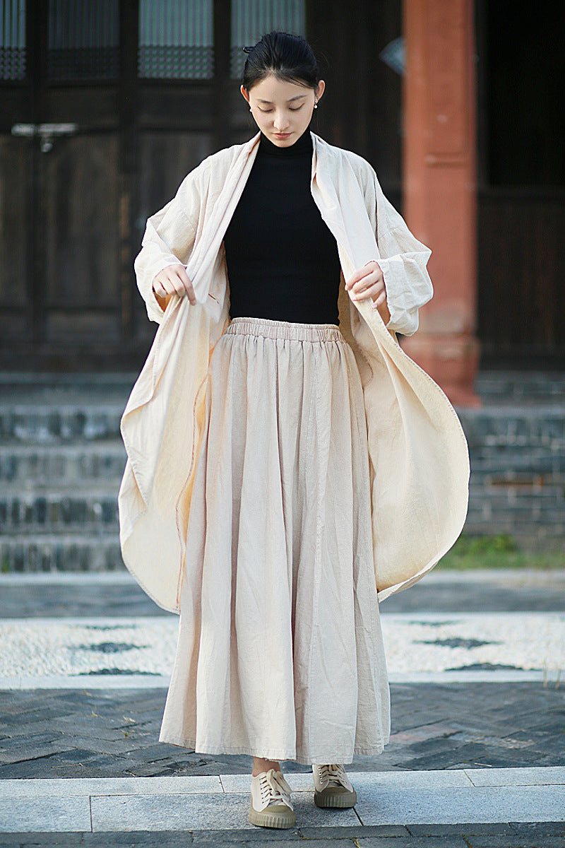 Linen Cotton Women Long Jacket in Hanfu Style 240912a