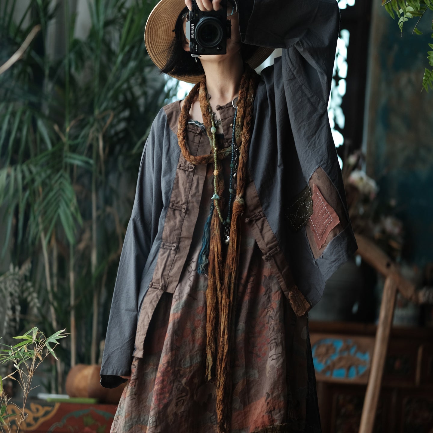 Linen Cotton Women Shirt with Handsewed Details & Chinese Traditional Buttons, Linen Women Hanfu 251003w 2030