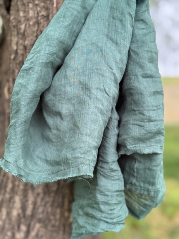 100% Ramie Linen  Women Pullover with Floral Print and Round Neck 250713s