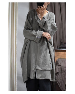 Linen Cotton Asymmetric Design Women Tunic with Pockets and Hanfu Collar, Linen women blouse 231712a