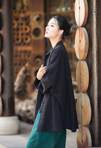 Linen Ramie Women Blouse in Hanfu Style, Tang suit 230422a