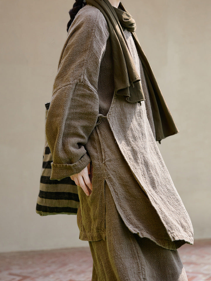 90% Ramie Linen Women Tunic Shirt in Hanfu Style with Diagonal Closure 251004w