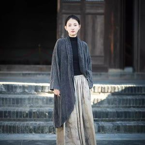 Linen Cotton Women Long Jacket in Hanfu Style 240912a