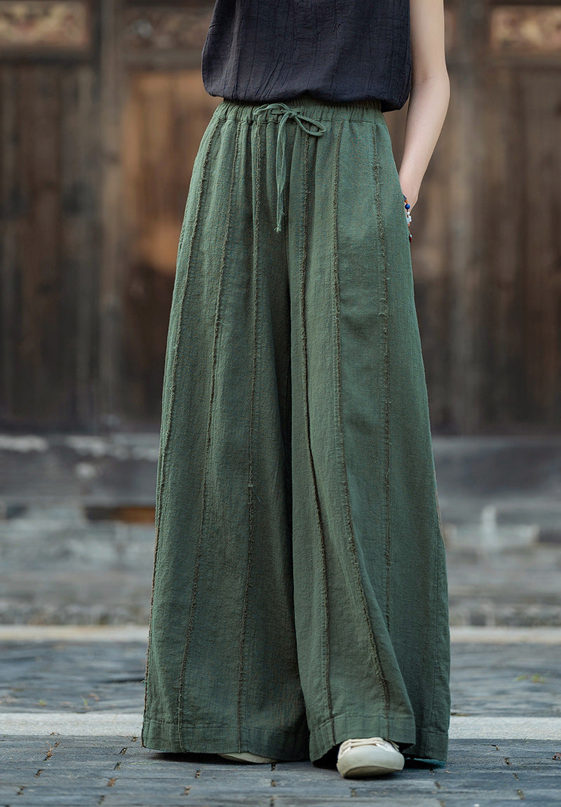 Linen Cotton Women Pants for Tai chi, Wide Leg Pants, linen Culottes women 251025w