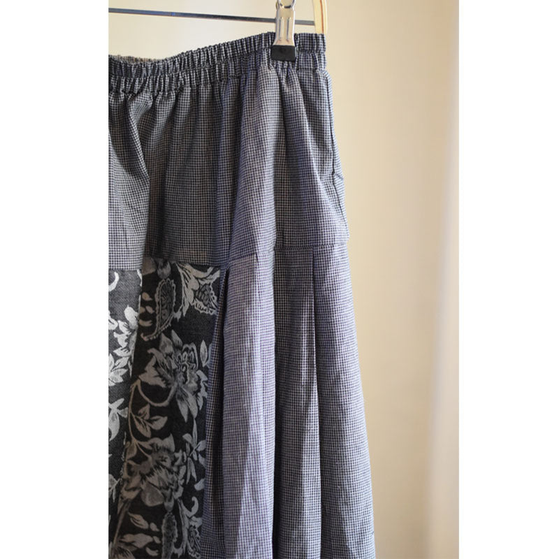 Linen Cotton Maxi Skirt with Hanfu Elements in Patchwork Style 251101w