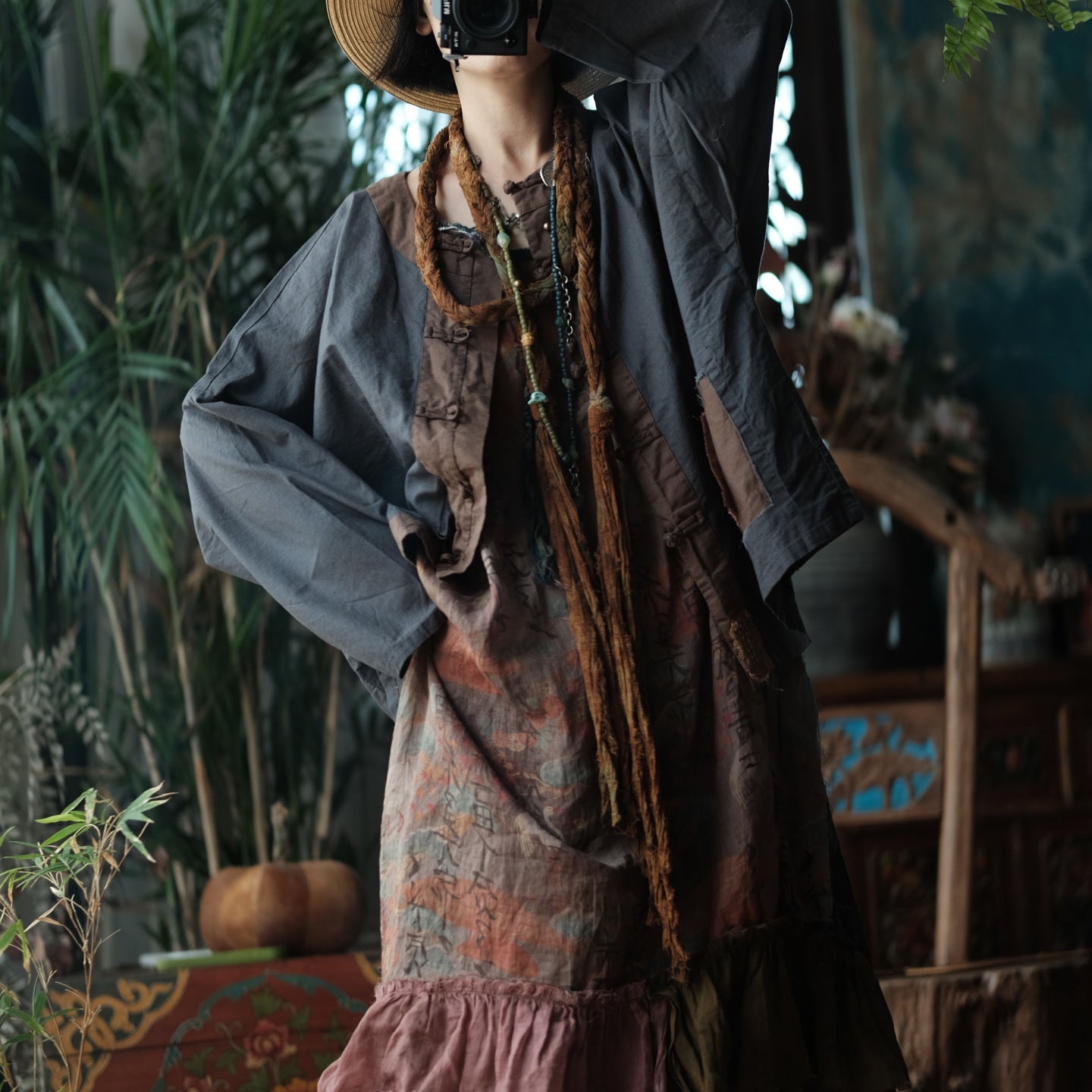 Linen Cotton Women Shirt with Chinese Traditional Buttons, Linen Women Hanfu 251003w 2030