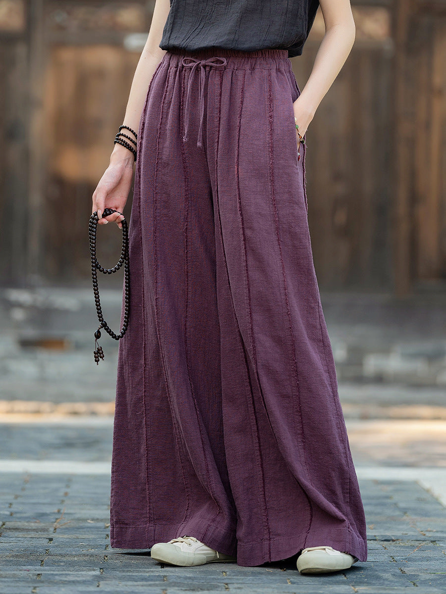 Linen Cotton Women Pants for Tai chi, Wide Leg Pants, linen Culottes women 251025w