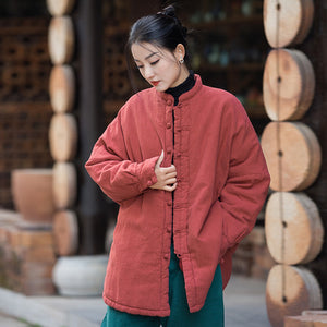 Linen Cotton Women Quilted Chinese Jacket with Traditional Chinese Buttons 241120w