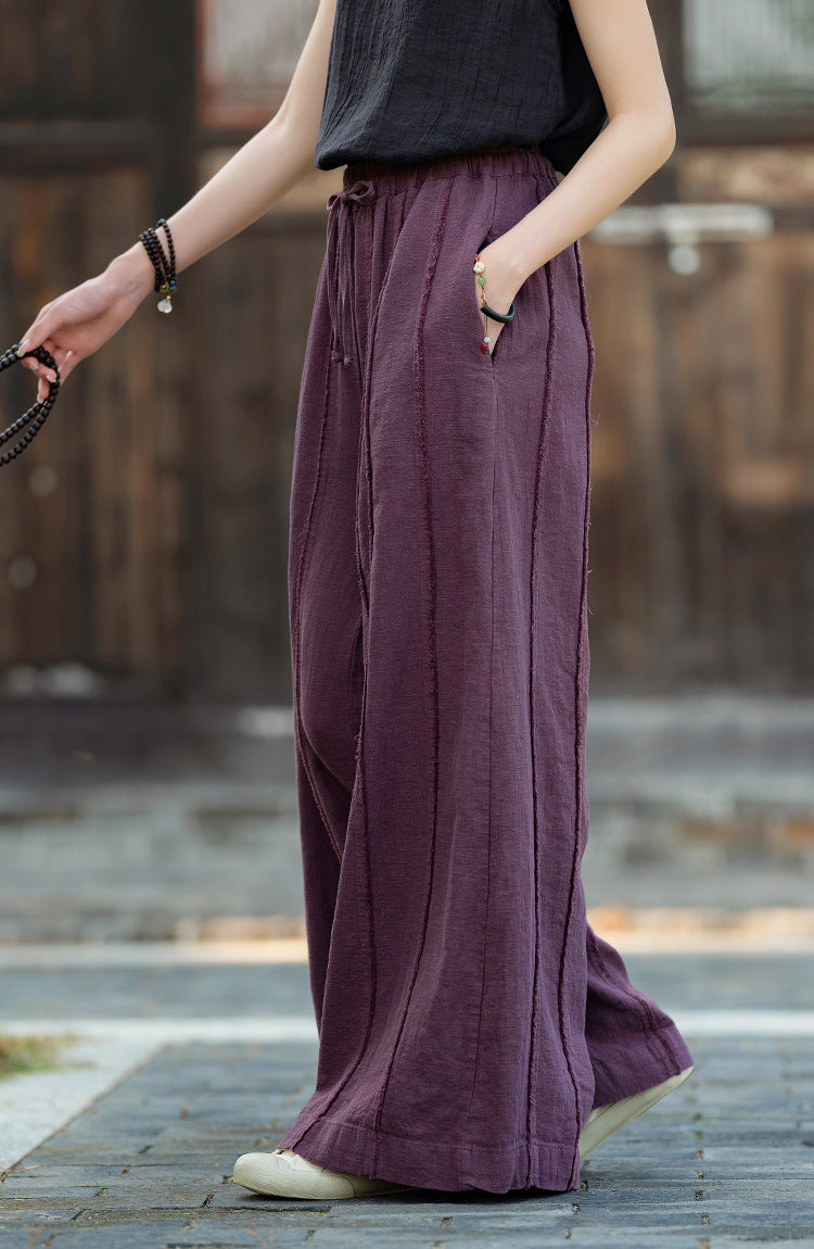 Linen Cotton Women Pants for Tai chi, Wide Leg Pants, linen Culottes women 251025w