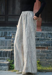 100% Ramie Linen Women Wide Leg Pants, linen Culottes women pants 240913a