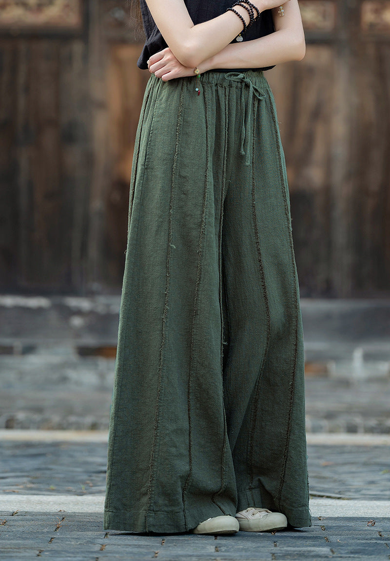 Linen Cotton Women Pants for Tai chi, Wide Leg Pants, linen Culottes women 251025w