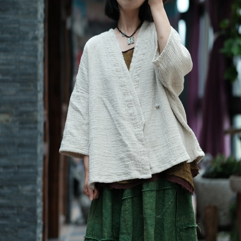 Linen Cotton Women Hanfu Jacket, Linen Women Shirt 240908a