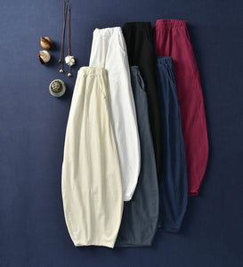 Linen Cotton Women Wide Leg Pants 180422a