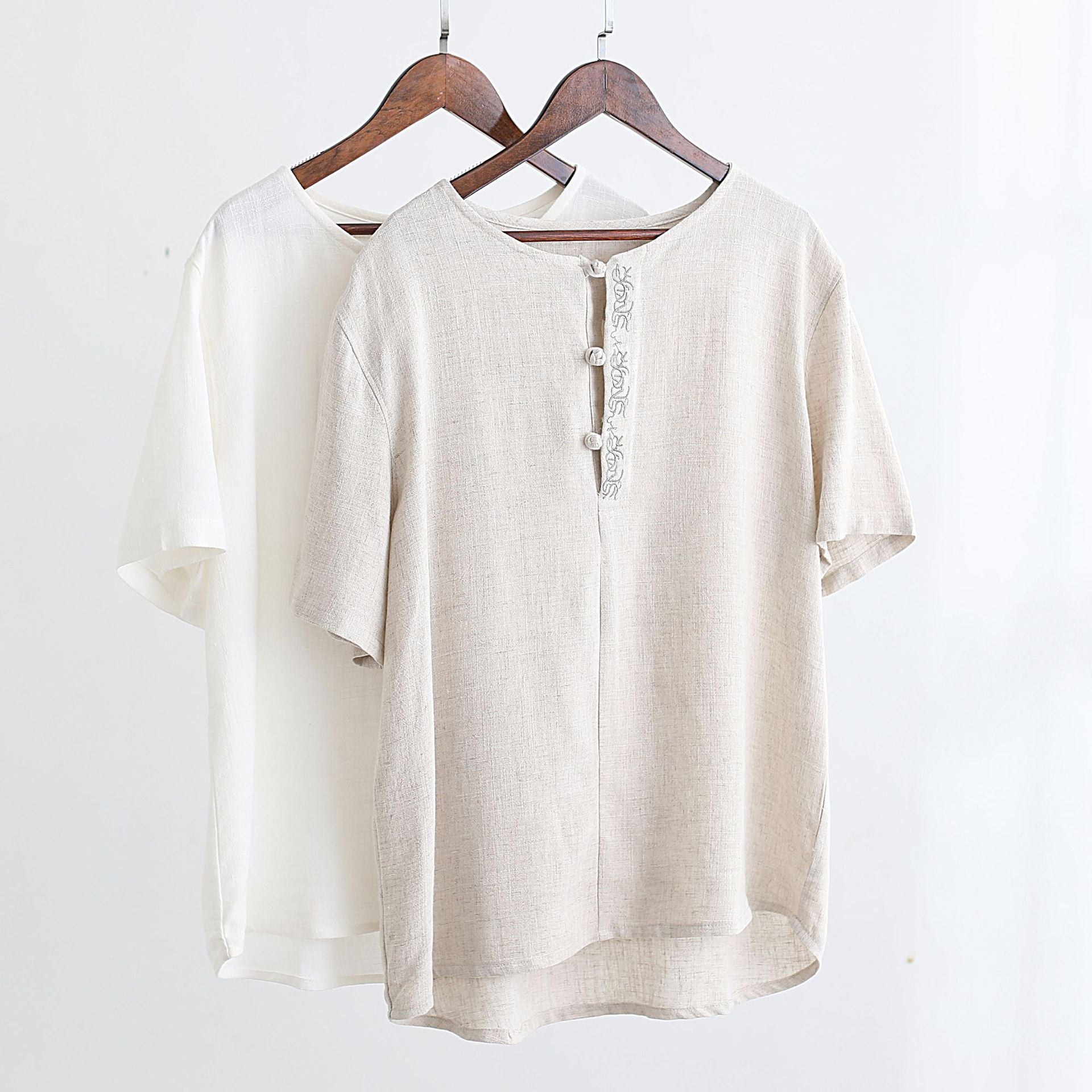Men Cotton Linen T shirt in Hanfu style  070621f