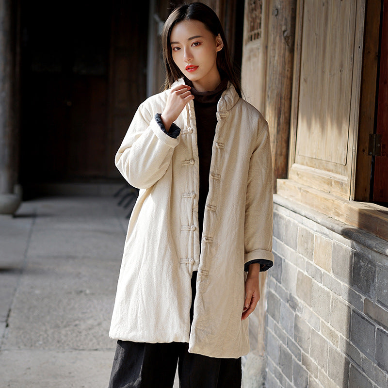 100 Percent Linen Cotton Women Quilted Coat, Chinese style Hanfu, liziqi 221521w