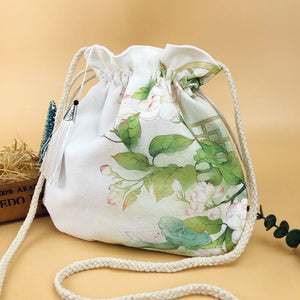 Handmade Linen Retro Print Hanfu Bag Handbag with Tassel SY2901A