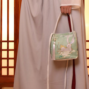 Handgemachte Hanfu-Beutel-Handtasche aus Leinen mit Retro-Print SY2900A