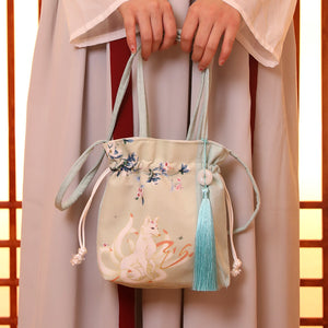 Handmade Linen Retro Print Hanfu Bag Handbag with Tassel SY2900B