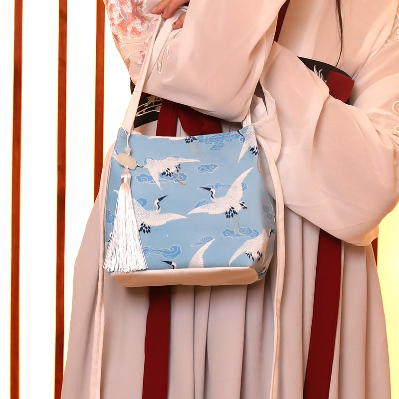 Handgemachte Hanfu-Beutel-Handtasche aus Leinen mit Retro-Print SY2900A