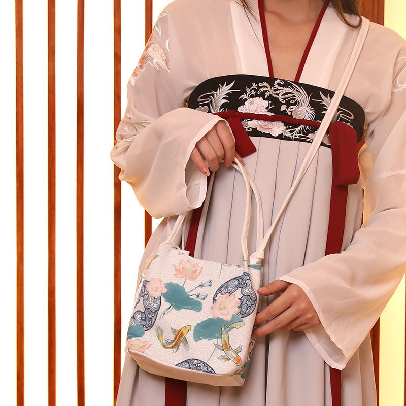 Handmade Linen Retro Print Hanfu Bag Handbag SY2900A