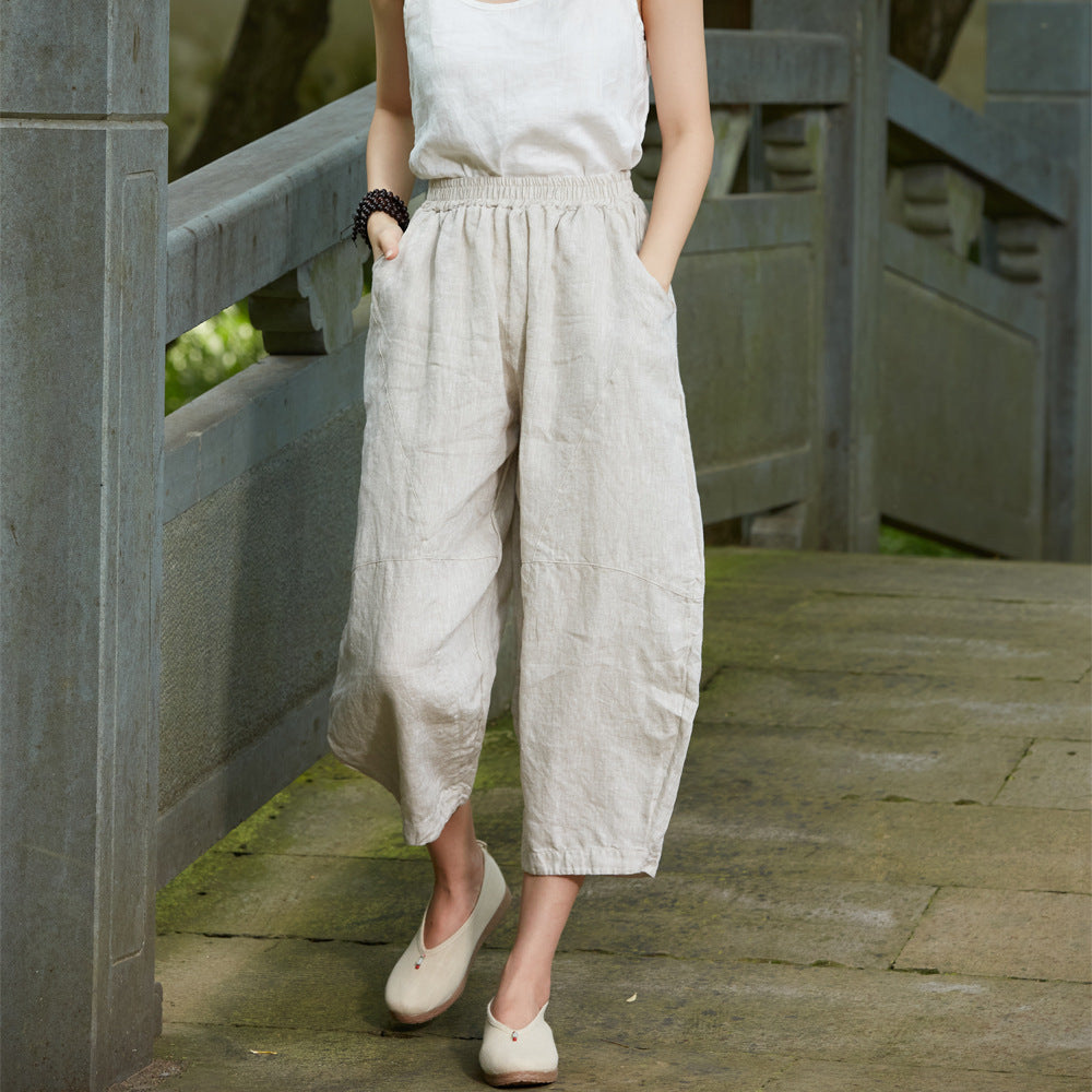 Ramie Linen Women Pants with Pockets, Wide Leg Pants, linen Culottes w –  ISTORIST