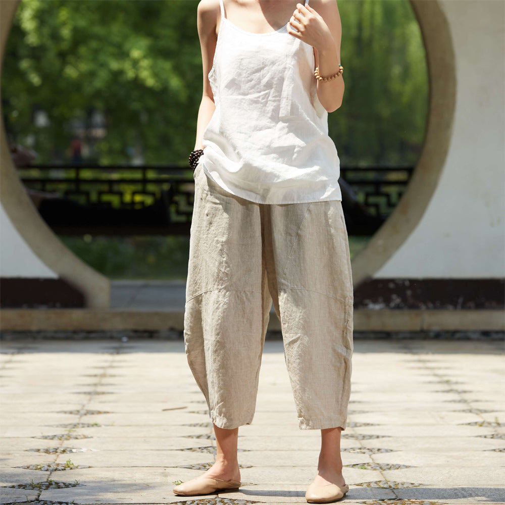 100 Percent Linen Culotte Women with Pockets, Wide Leg Pants Linen, Flare Trouser Women, Linen Homewear 230020k